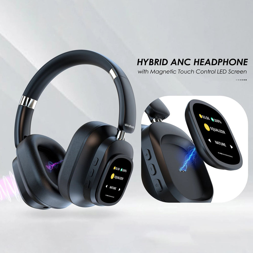 BeatLens Wave Pro Hybrid – Wireless Headphones with LED Smart Touch & Active Noise Cancellation - Beatlens